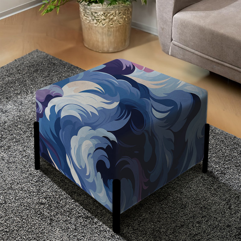 Celestial Aura Ripple - Abstract Square Ottoman
