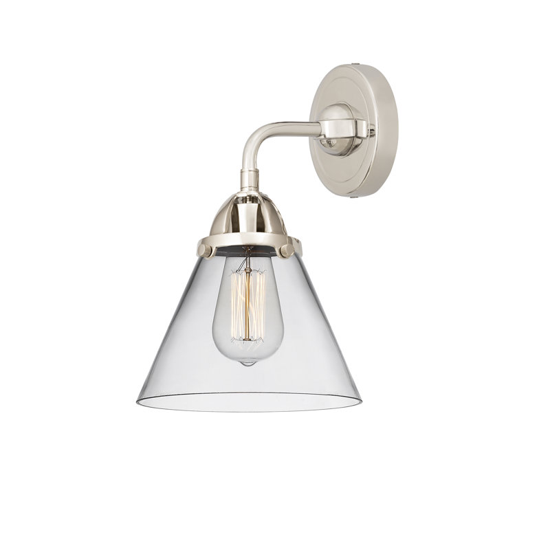 Shauna Armed Sconce, LED, Clear, Polished Nickel