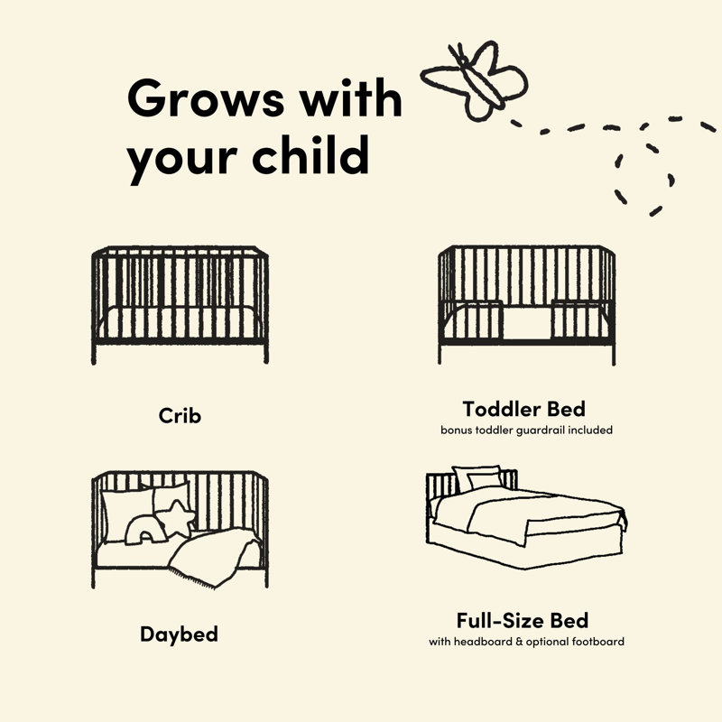 Rio 5-in-1 Convertible Crib with Toddler Guardrail, Driftwood