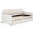 Twin Size Daybed With Trundle And Socket - Cozy Beige Upholstered Removable Plug