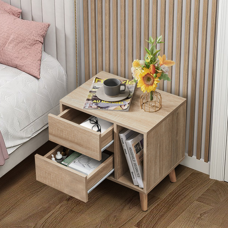 Caelo 45cm W Bedside Table, Black