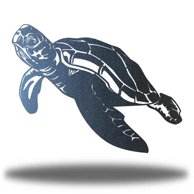 Décoration murale tortue de mer en métal, Noir, H 16 po x l 30 po x P 0,01 po