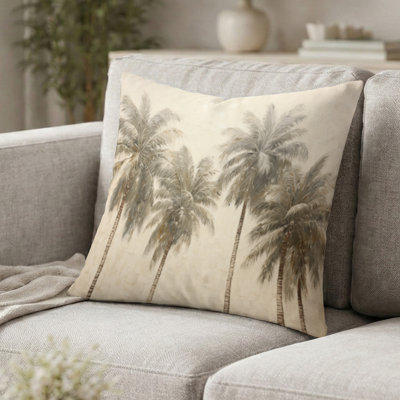 Coussin décoratif vert traditionnel - Minimalisme vintage tropical tranquillité palmiers I