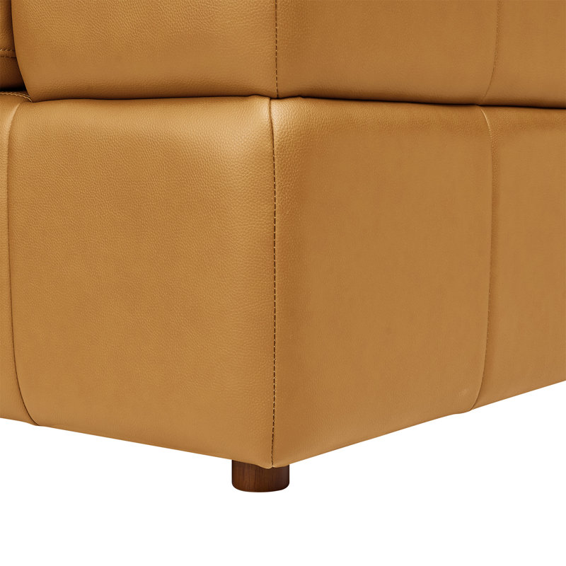 Canapé modulaire à large accoudoirs en cuir assorti, Ginger