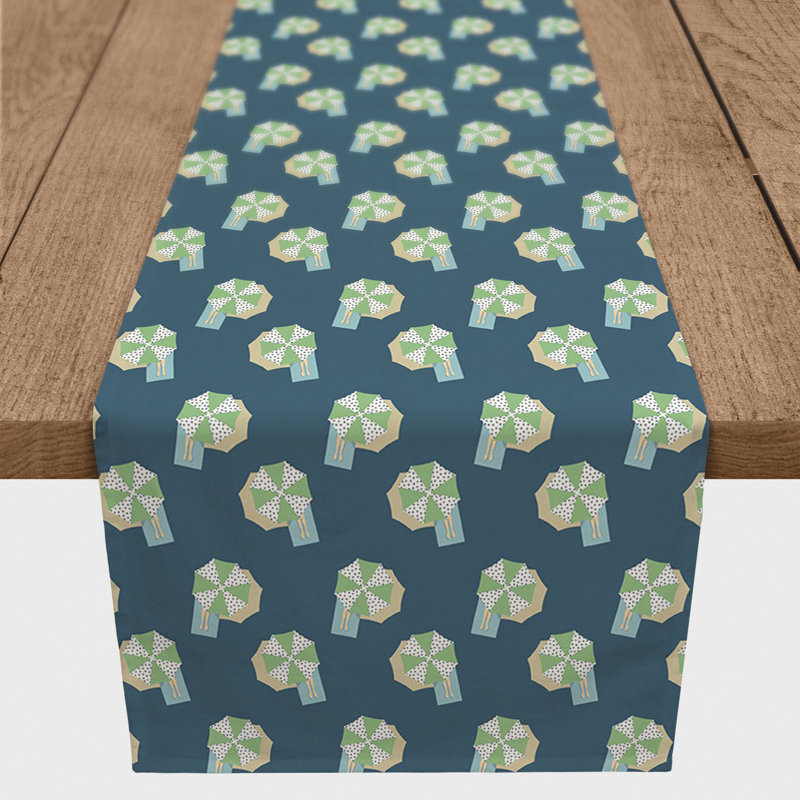 Rectangular Table Runner, 72" x 16", Navy Blue/Green