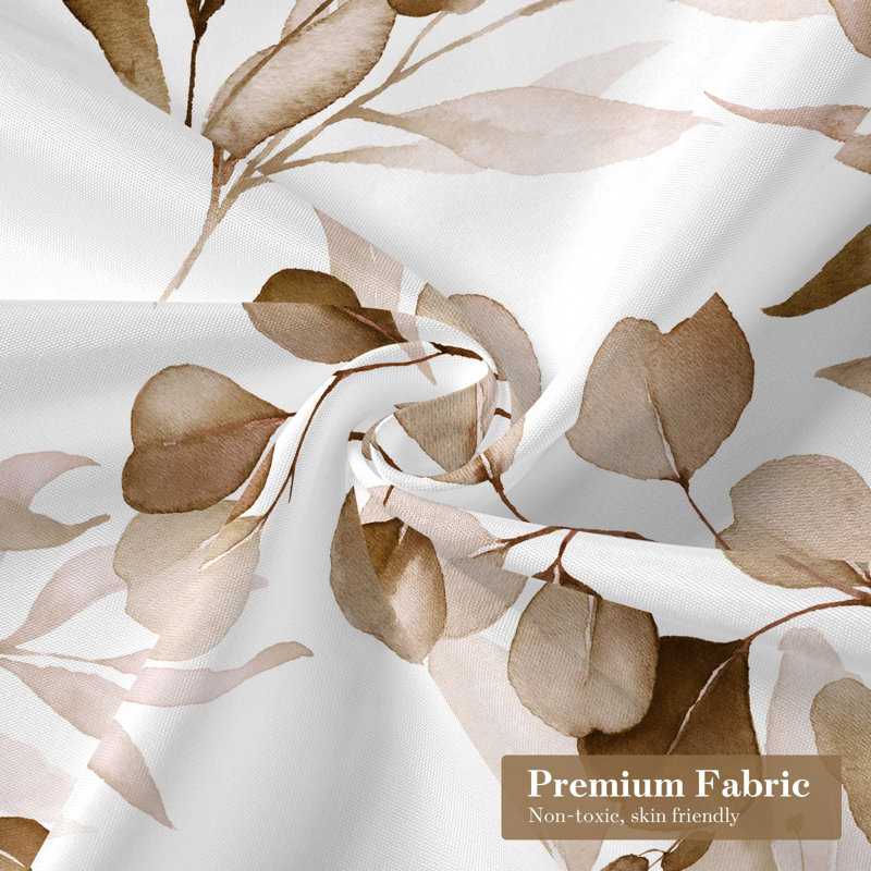 Brown and Tan Botanical Fabric Shower Curtain, 72x72