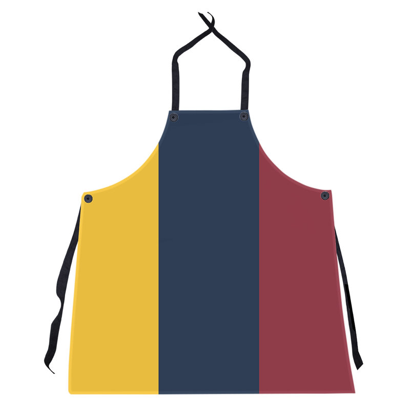 No Pattern Bib Apron, Yellow/Midnight Blue/Red