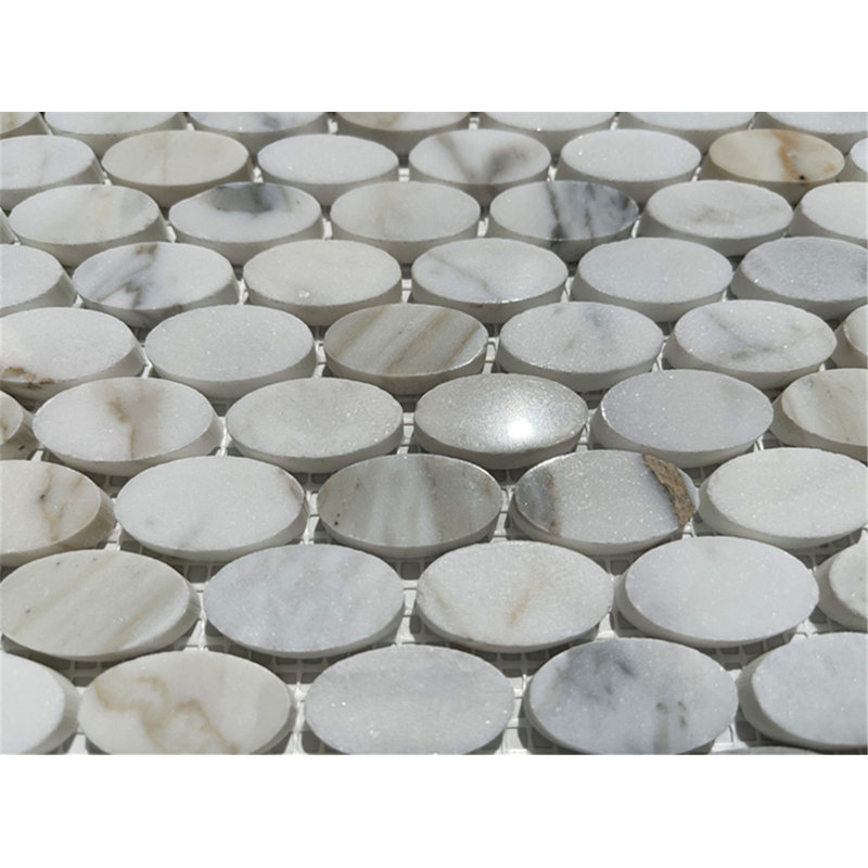 Calacatta 12" x 12" Marble Mosaic Tile, White/Gray