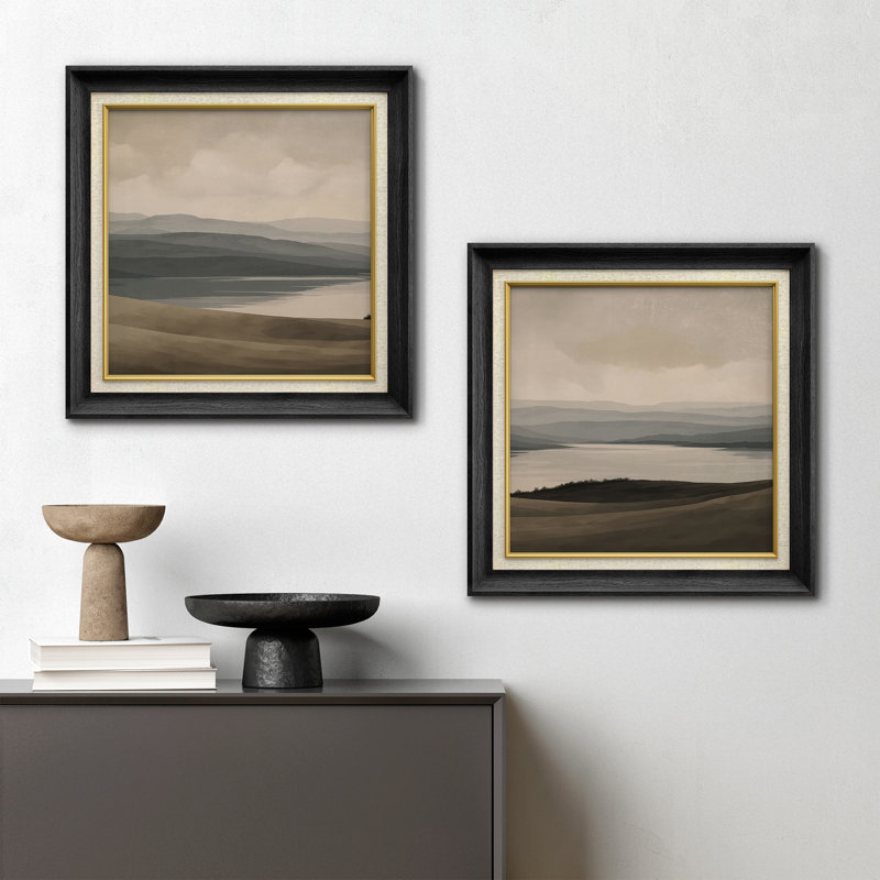 «Mute Mountain Lake Valley Scenic Landscape», ensemble de 2 reproductions d'art encadrées, H 26 po x l 26 po
