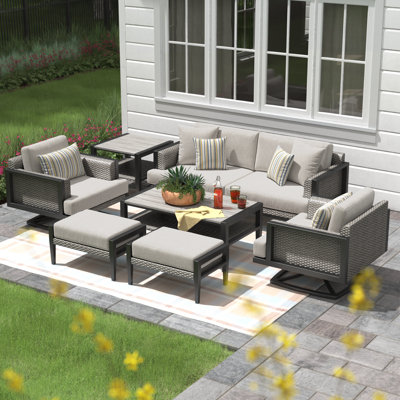 Layden Wicker/Rattan 7 - Person Seating Group with Sunbrella Cushion Covers