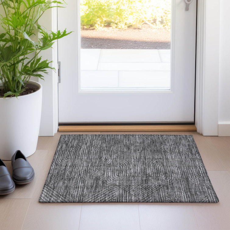 Premium Machine Washable Prisco Charcoal Rug