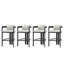 Chaise de bar d'extérieur en aluminium Pula, chaise de bar, structure noire avec coussin gris, ensemble de 4, chaise