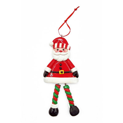 Christmas Ornament - Glossy Gingerbread Santa with Dangling Legs.  Festive Decoration F07-N2-9-SAA202A