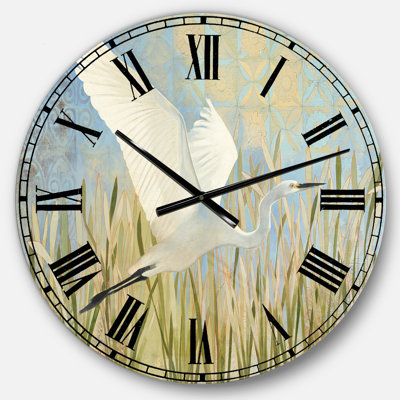 Aigrette enneigée en vol vII - Horloge murale campagnarde