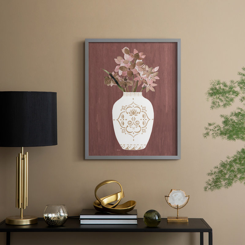 Romantiques fleurs I, reproduction encadrée - bois massif, H 11 po x l 9 po, Gris