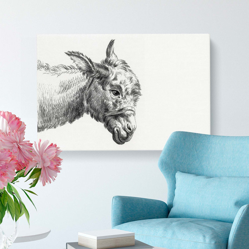 A Head of a Donkey by Jean Bernard - Wrapped Canvas, 40cm H x 60cm W x 3cm D