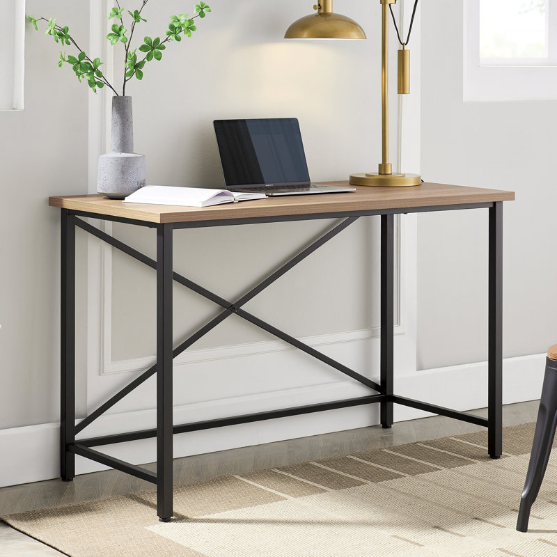 Kosiur Steel Writing Desk, Golden Oak