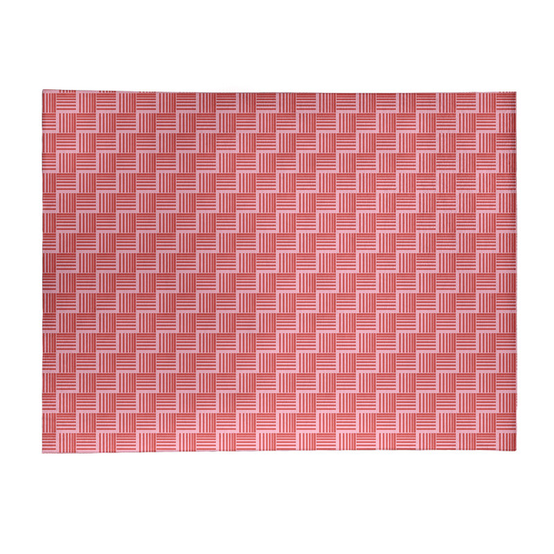 Tapis de zone rouge/rose fait main, Rectangle 5 pi x 7 pi