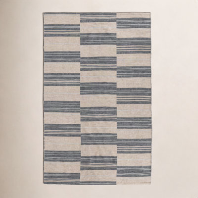 Cindy Charcoal Hand-Woven Striped Outdoor Rug