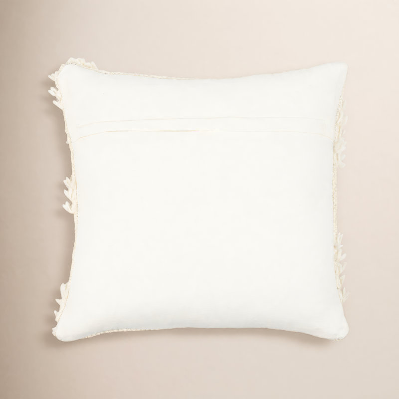 Emberly Ruffled Cotton Reversible Throw Pillow, Down, 18" x 18"