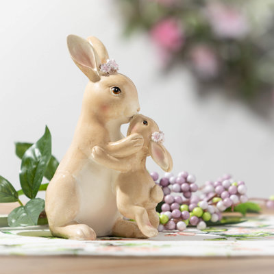 Figurine de lapin 7 "mère et bébé, résine
