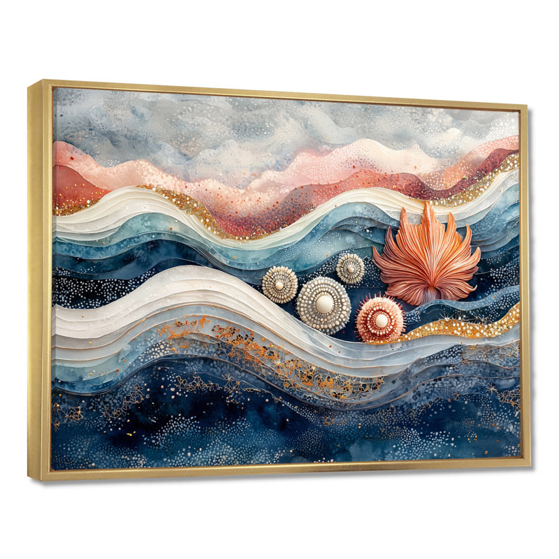 «Harbison Abstract Sea Urchin And Coral Landscape III - Sea Urchin», art mural sur toile, H 30 po x l 40 po, Doré