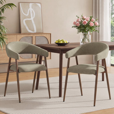  Medieval Style Dining Chairs, Upholstered Side Chairs with Comfy Curved Backrest & Armrest
