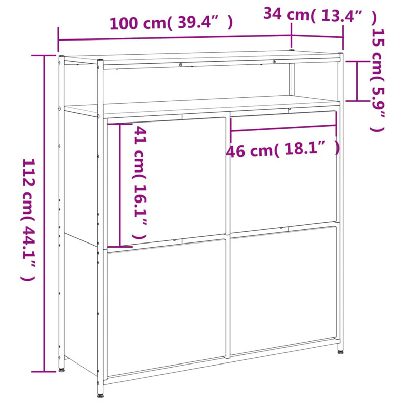 12 Pair Shoe Storage Cabinet, Sonoma Oak