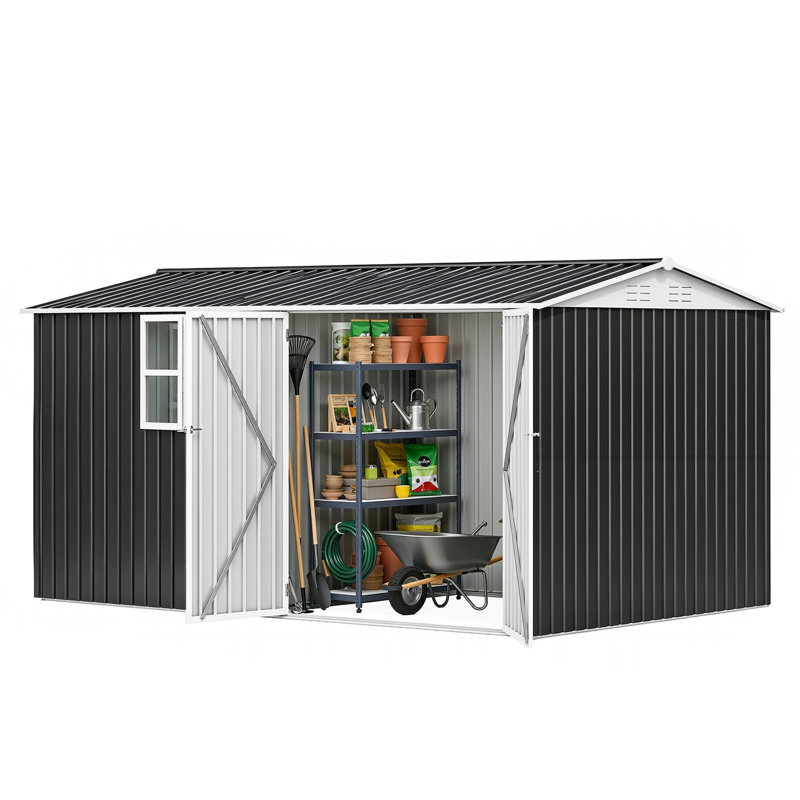 Galvanized Steel Storage Shed, 12×8FT