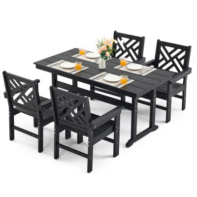 All-weather Hdpe Patio Dining Set With Umbrella Hole by Ailispato