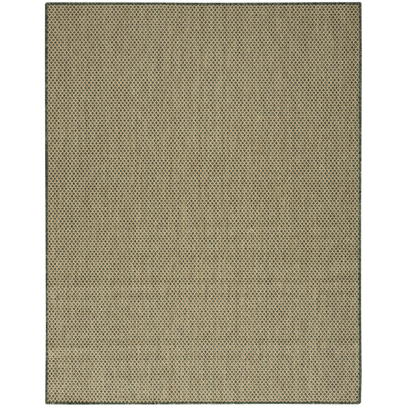 Hartigan Green Modern Indoor/Outdoor Rug, Rectangle 10' x 14'