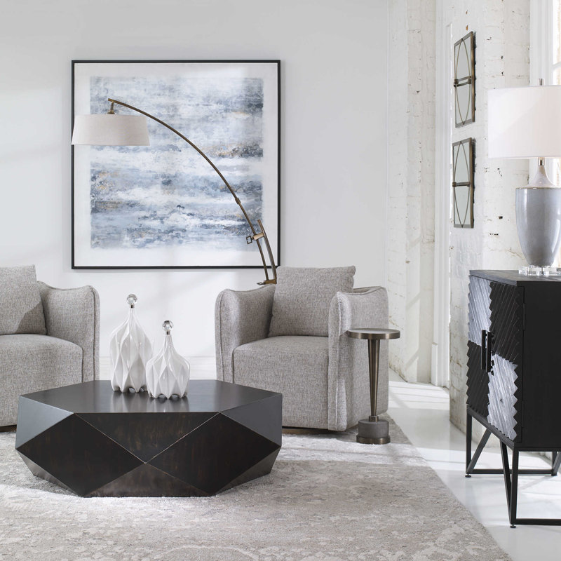 Kane Coffee Table, Worn Black, 14" H x 50" L x 50" W