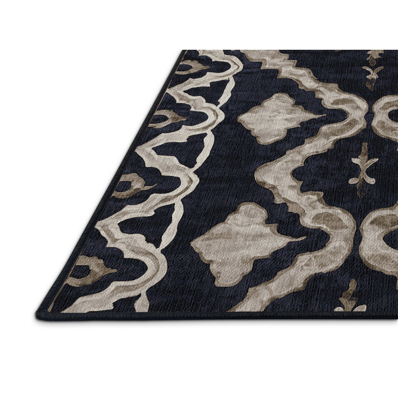 Machine Washable Gray Area Rug, Square 3'