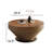 35'' Round Drum-Shaped Coffee Table, Wood Coffee Table with Carbon Steel Chassis