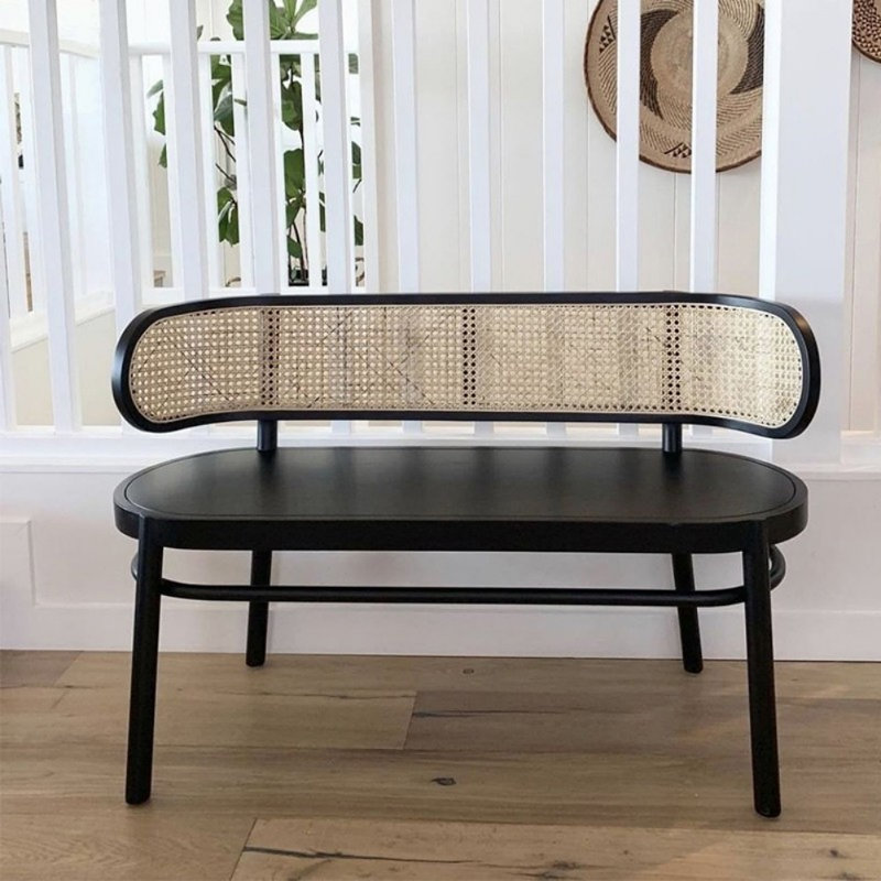 Banc noir en bois massif de style français