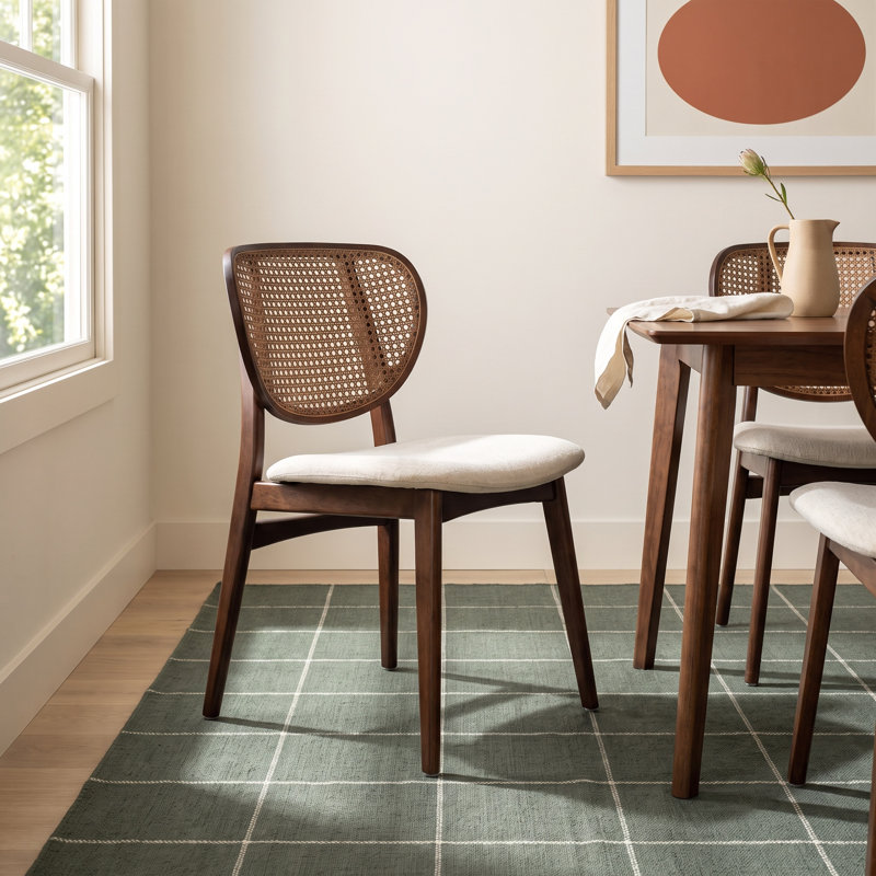 Missy 18'' H Upholstered Side Chair, Medley Ivory Performance Basketweave/Nogal