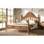 Lit plateforme pleine grandeur avec tête de lit chic, structure de lit en bois massif avec support à lattes, aucun sommier tapissier requis et conception basse à terre. Brun antique-131994002-131994003