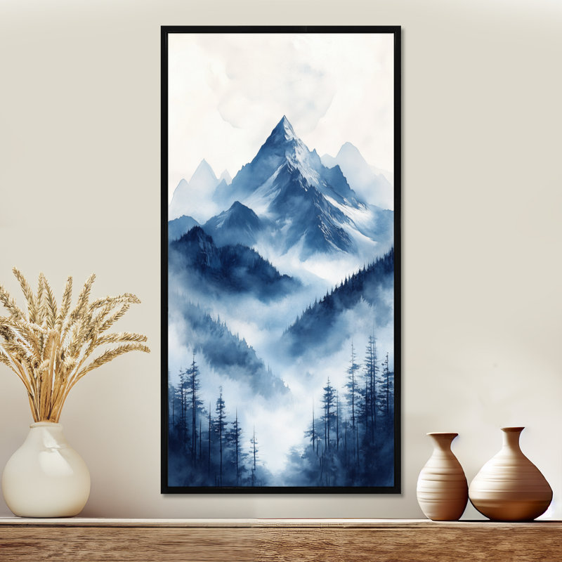 «White Blue Anza I - White Mountain Large Wall Art», reproduction d'art sur toile encadrée Moody, H 40 po x l 20 po