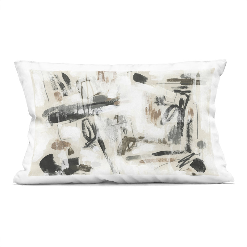 Coussin Festive, Noir / Beige, Rectangulaire H 20 po x l 14 po