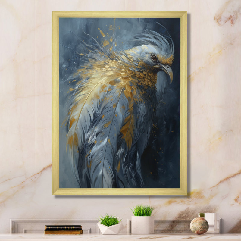 Kamaira Gold Boho Chic Feathers III sur toile, H 20 po x l 12 po x P 1 po, Encadrement doré