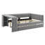 Lit plateforme tapissier avec tablettes de rangement, bureau, station de charge et lit gigogne-254720308