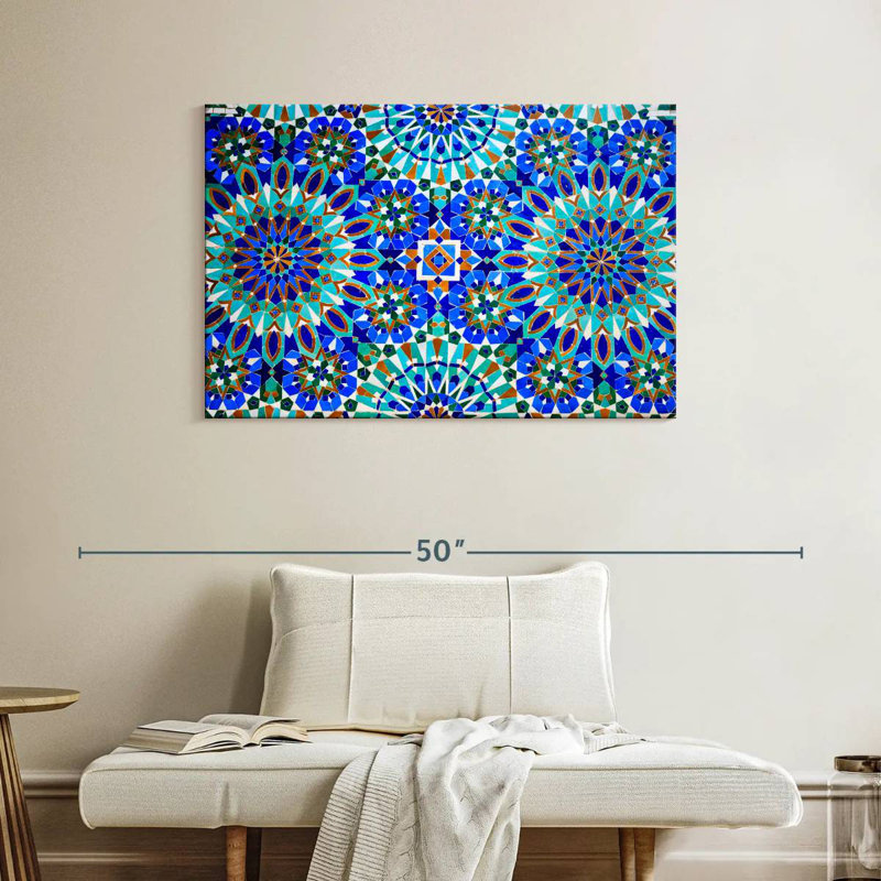 Mosaïque bleue Kerner en médina, H 26 po x l 39 po