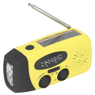Hand Crank Solar Radio Multifunctional Emergency LED with Flashlight for Outdoor CampingYellow Japanese