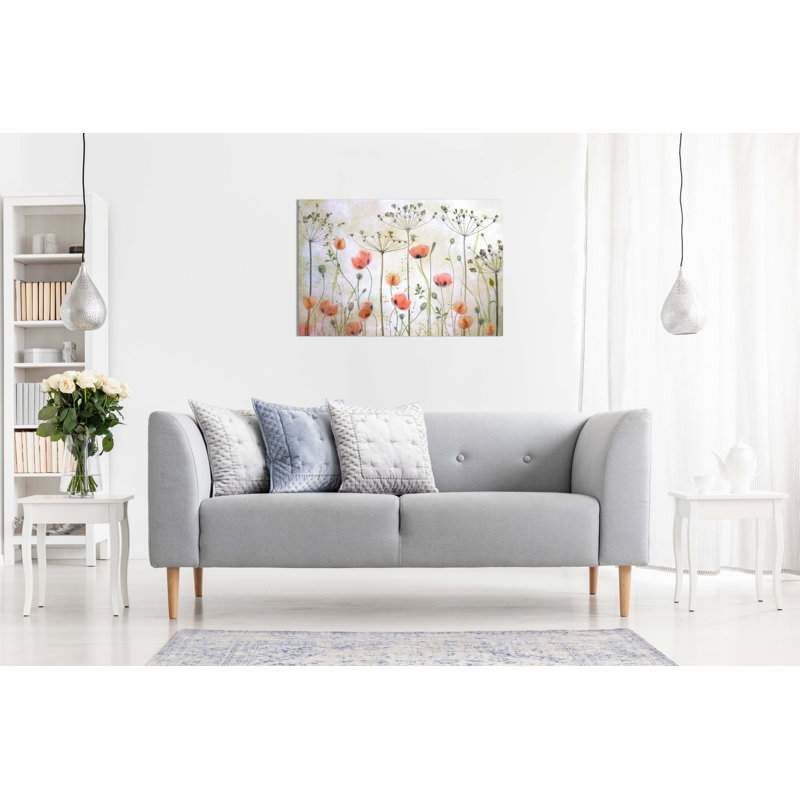 Poppy Meadow Flowers Garden - Wrapped Canvas Print, 20cm H x 31cm W