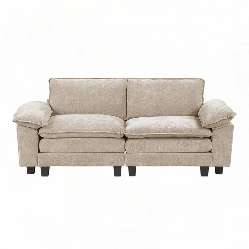 Causeuse en tissu d'ameublement en chenille, Taupe