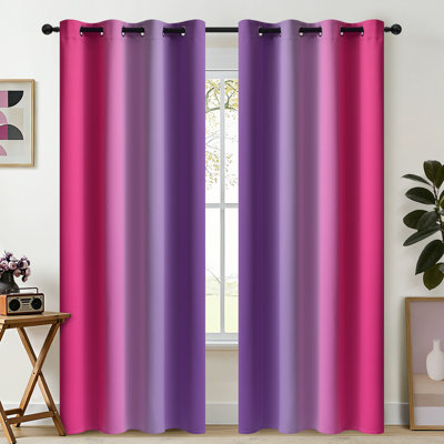 Rideaux roses et mauves à isolation thermique, fenêtre à œillets dégradés 2 panneaux