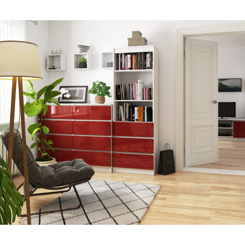 Alexsander 180cm H x 60cm W Standard Bookcase, Red