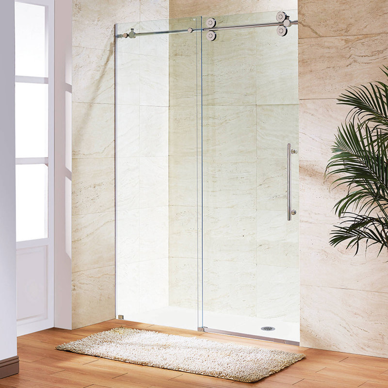 Porte de douche coulissante sans cadre de l 48 à 52 po x H 74 po avec technologie RollerDisk ™