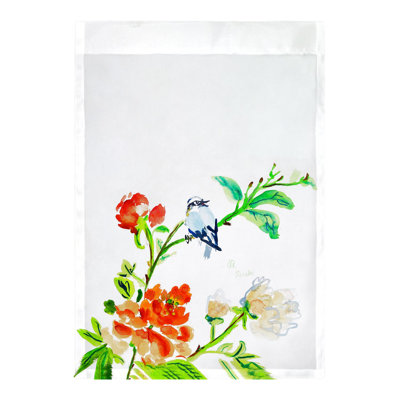 Drapeau de jardin à 2 faces oiseaux et fleurs