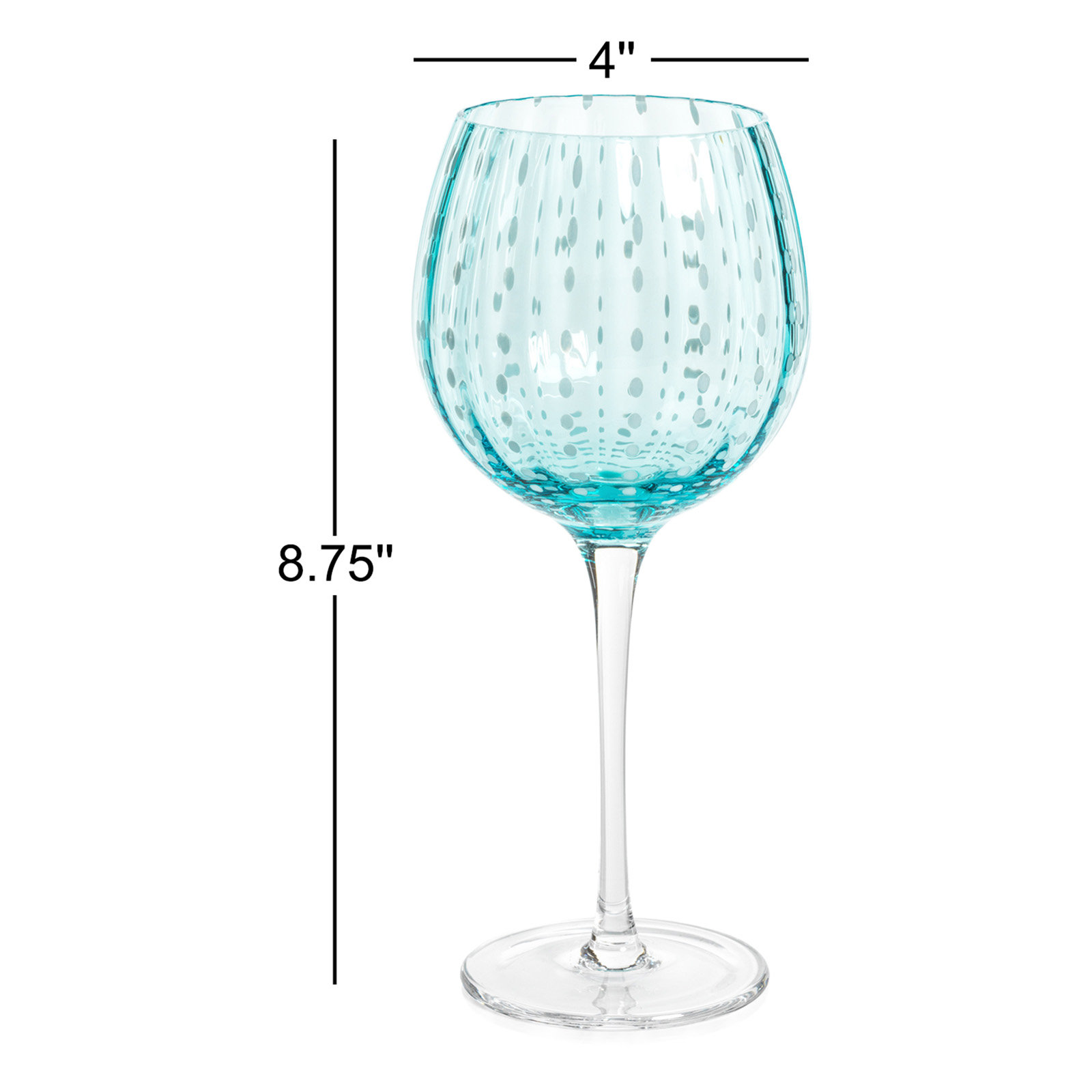 Jamesena Ribbed Wine Glass, Aqua Blue